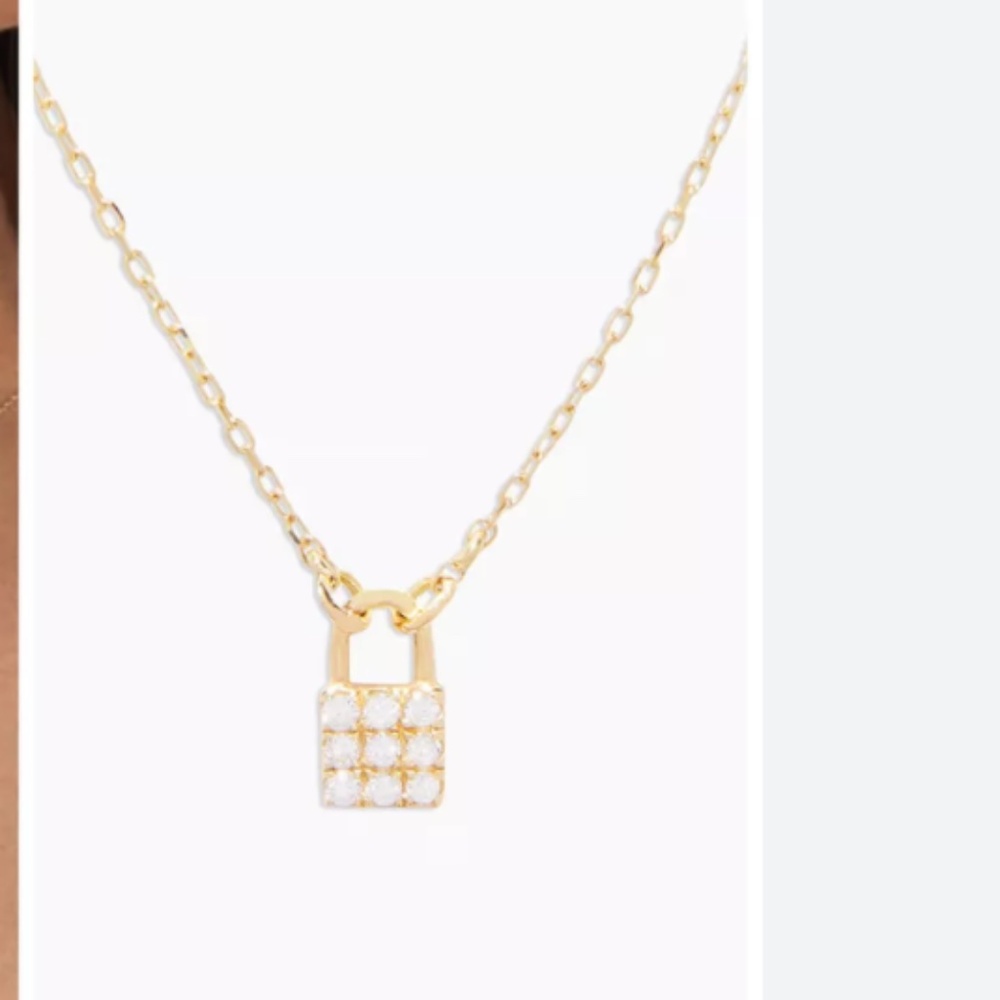 Gorjana 14k gold pave diamond lock necklace